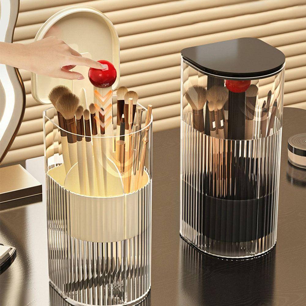 Transparent Automatic Lifting Makeup Brush Holder with Lid Makeup Brush Storage Tube  for Brush
