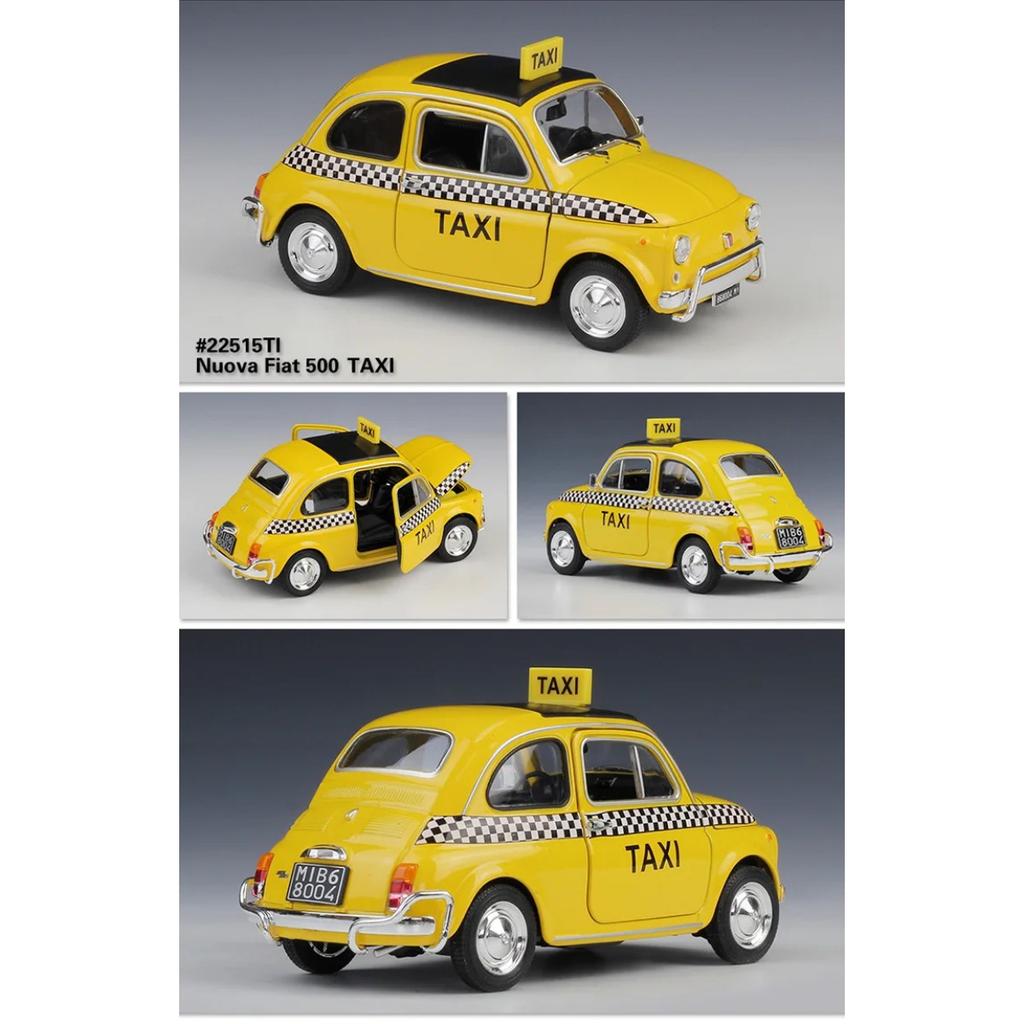 Welly 1/24 Nuova Fiat 500 Alloy Scale Car Model Diecast Metal Miniature Car Static Collection Children Toy Car Vehicles Gifts