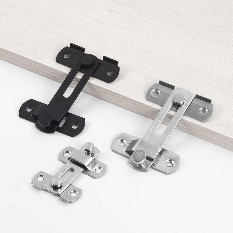 1SET Thickened stainless steel door buckle latch 90 degree sliding door lock Household pet cage door bolt Right angle lock
