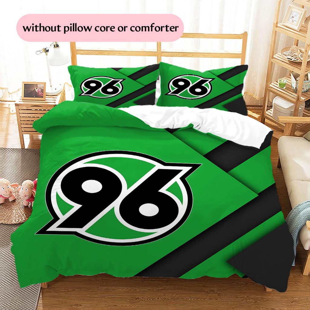 Hannover 96 Vzorovaná Sada Povlečení a Prošívané Deky Domácí Dekorace Dárek (1 * povlak na peřinu + 2 * povlak na polštář bez jádra)