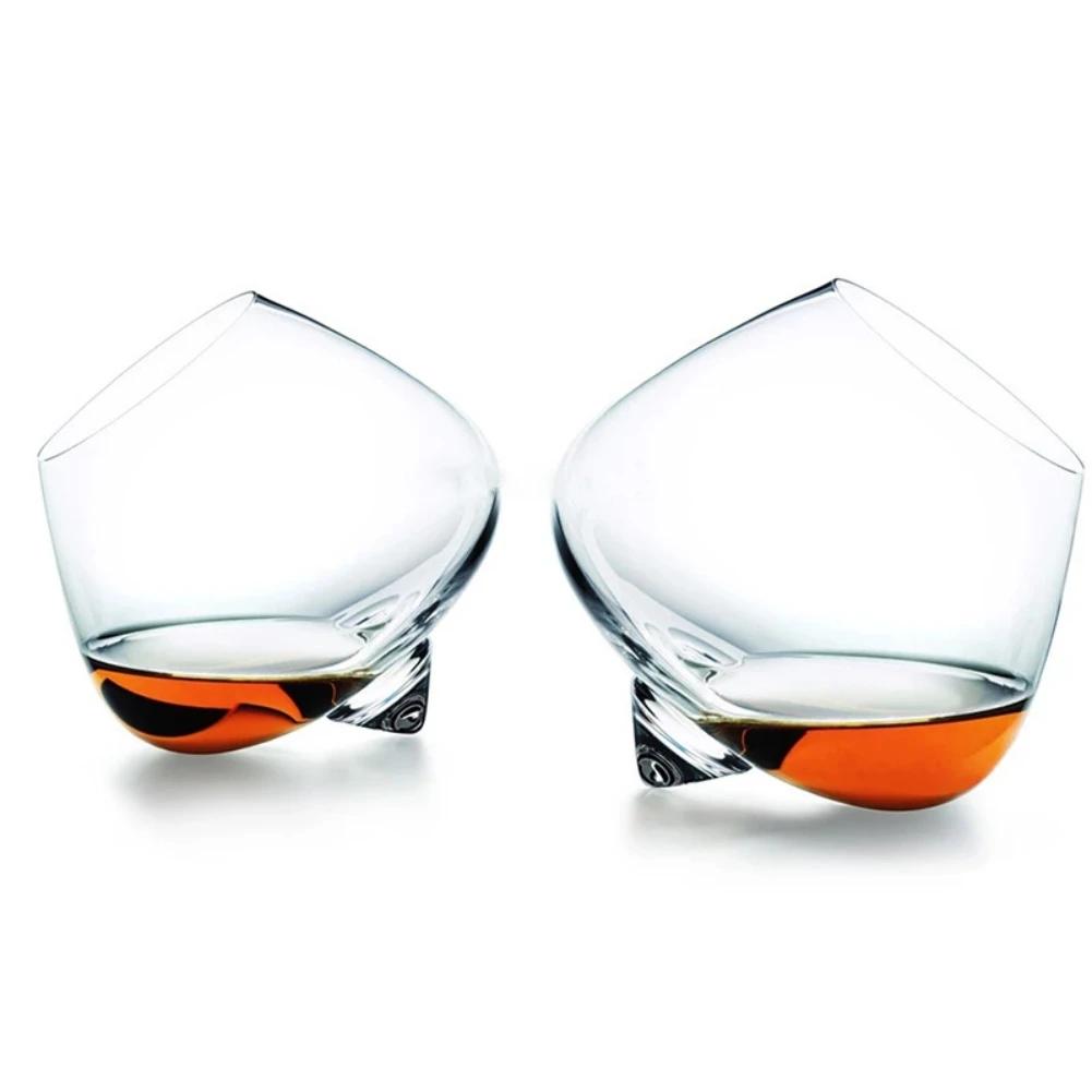1pc Whiskey Glass Rotating High Belly Cigar Whiskey Cocktail Drinking Wine Cup Tumbler Down Bar KTV Club Glasses