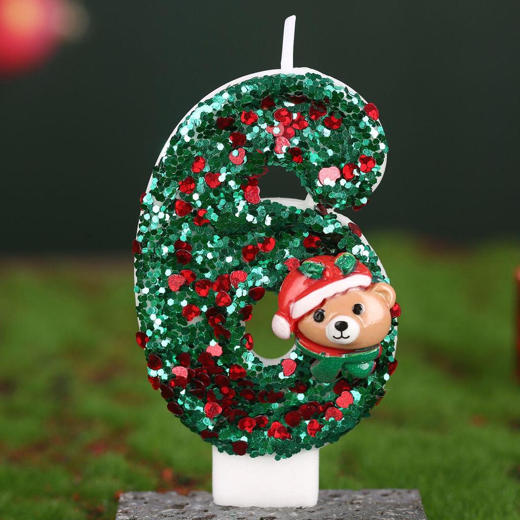Christmas Bear Number Candles: Holiday Cake Toppers & Decorations