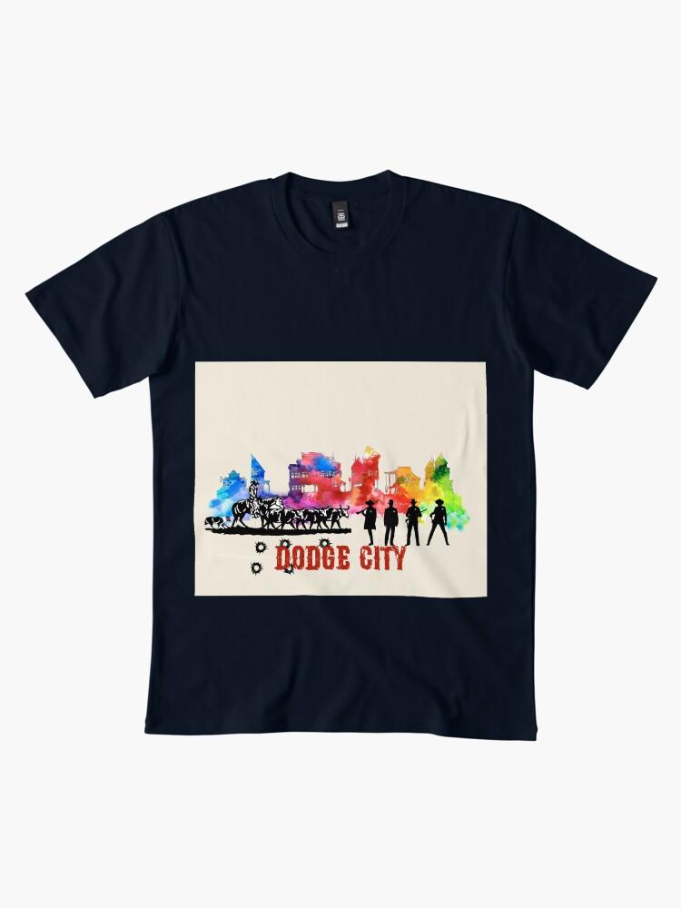 Cities Skylines Dodge City Skyline Art Watercolor Old West Drawing Premium T-Shirt