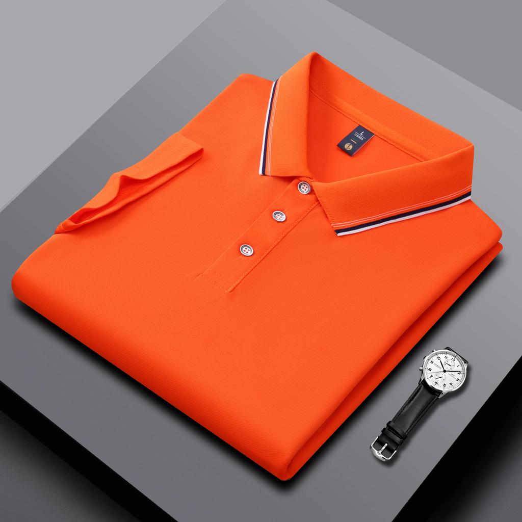 Polos pour Hommes et Femmes Été Nouveau T-shirts à Col Rayé Haute Qualité Couleur d'Assemblage Affaires Couleur Unie Manches Courtes