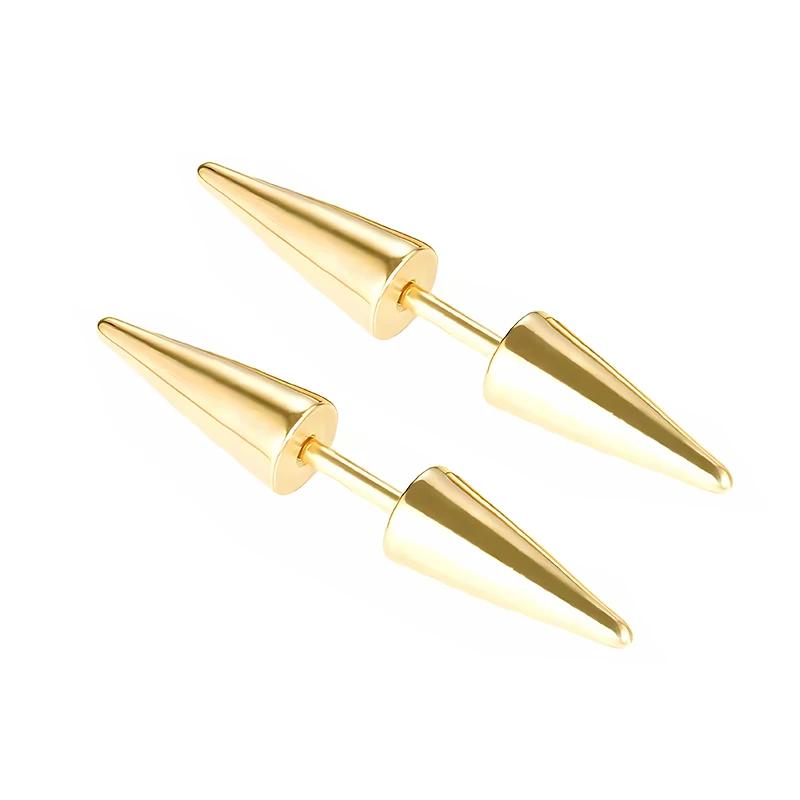 

2PCs Classic Fashion Punk Rock Rivet Spike Tip Cone 316L Stainless Steel Women Men ear Stud Earrings Piercing Body Zircon золотой