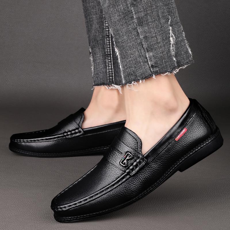 Rutschfeste Bootsschuhe Echtes Leder Herren Slipper Einfacher Mokassin Slip-on Weiche Flats Bequeme Handgefertigte Herren Fahrschuhe