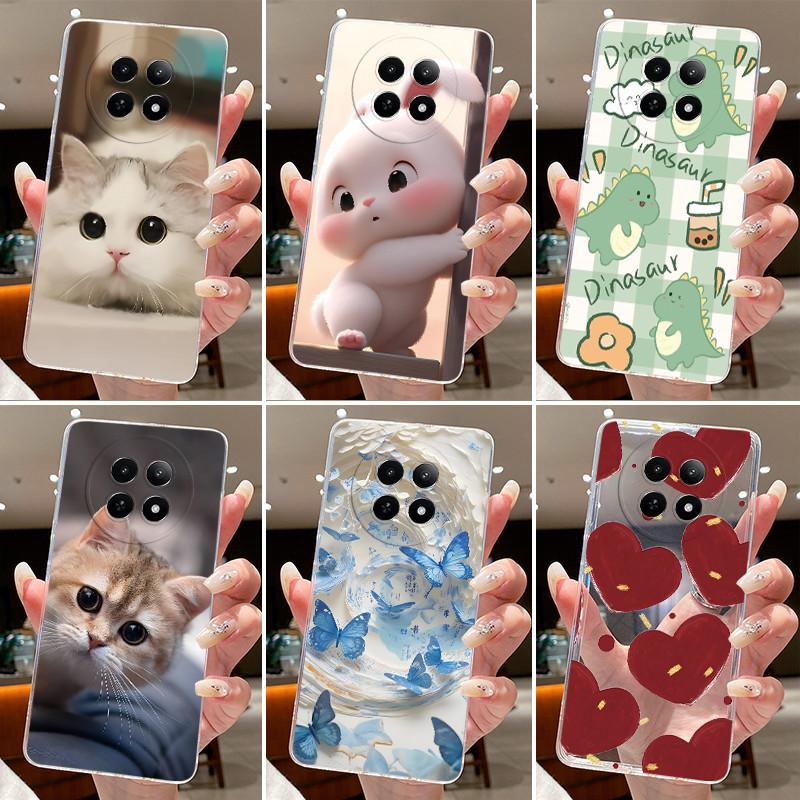 Casing For Realme 12 5G 12X 5G C63 5G Clear Silicone Jelly Soft TPU Back Cover Realme 13 5G Narzo 70X N65 Cute Cat Phone Case