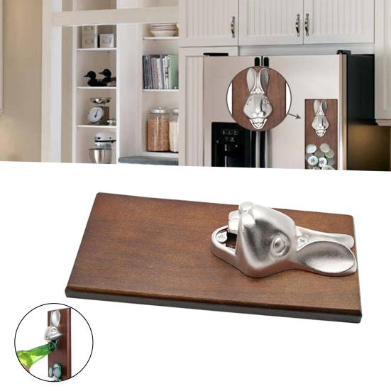 Bottle Opener Multifunctional Wall Mounted Stainless Steel Innovative Delicate Rabbit Head Refrigerator Magnet for Kitchen