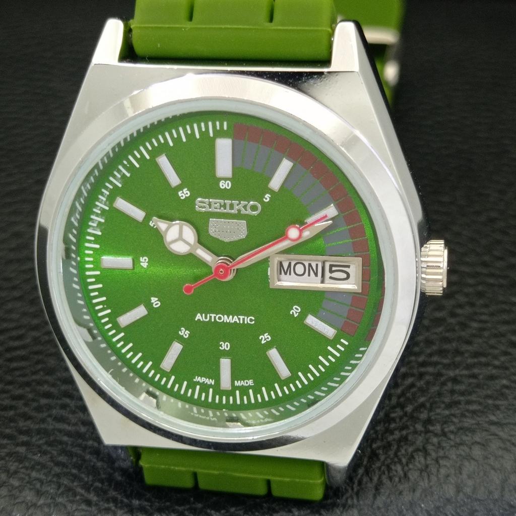 JAPAN VINTAGE REFURBISHED SEIKO 5 AUTOMATIC 6309A MENS GREEN WATCH a440779-4 Sk-a440779