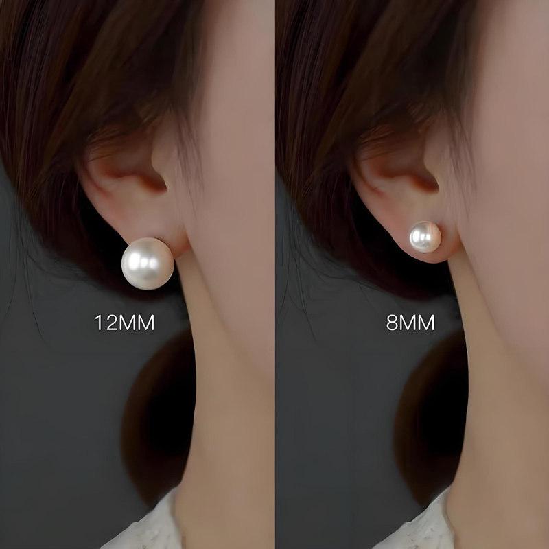 Elegant High-End Large Pearl Stud Earrings - Fashionable and Versatile Daily Wear for Women
