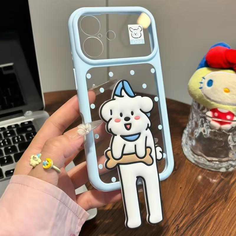 Cute bracket second change apple 11promax mobile phone case suitable for iphone11 transparent case dopamine hard case