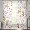 Autumn Forest Cartoon Animals Bear Fox Owl Sheer Curtains for Windows Tulle Curtains for Living Room Bedroom Children Room Decor