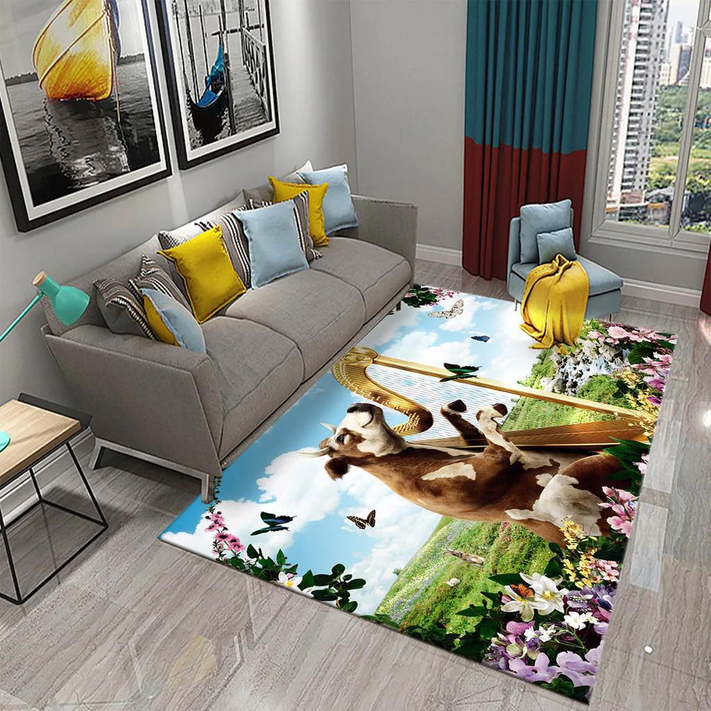 Dairy Cow Carpet Farm Animal Fresh Milk Rug Bathroom Kitchen Non-Slip Doormat Entrance Door Mat Living Room Bedroom Decor Carpet