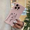 Pink cat clapping pattern phone case suitable for iPhone 17 16 15 14 13 12 11 Pro/Max/Plus anti drop and shockproof