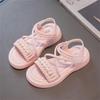 DADAWEN Summer Open Velcro Easy To Put On and Take Comfortable for and 20cm Girls' Sandals, Toe, Closure, Off, Flexible, Walking, School, Outings,