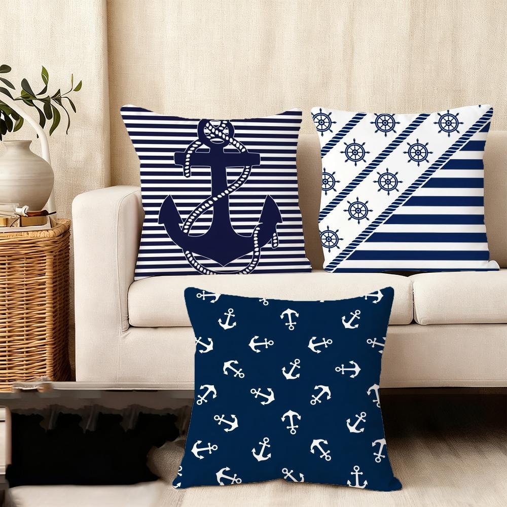 Classic O-Ocean Sailor Cushion Cover Pillowcase Ultra Soft Skin Friendly Fabric Cloud Like Comfort & Concealed Zipper