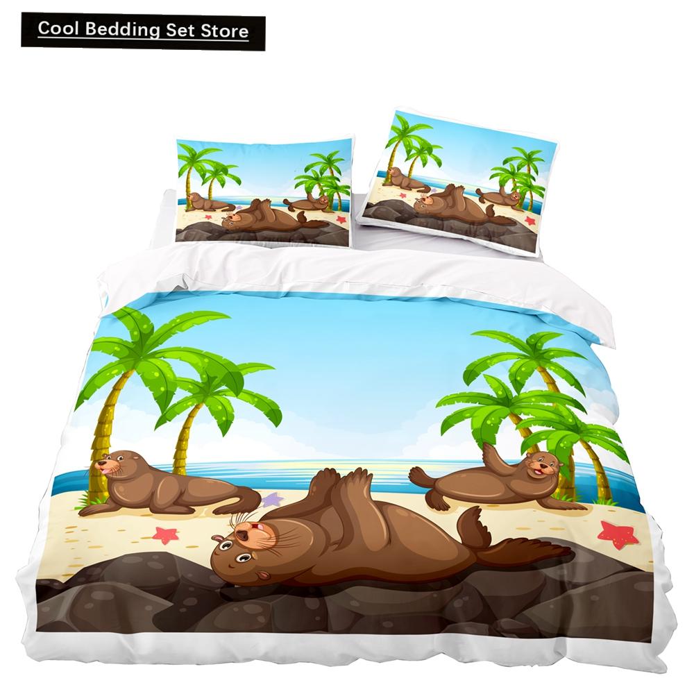 Animal Elephant Cartoon Kids Duvet Cover Queen King Twin Size Bedding Set Wildlife Comforter Cover 2/3pcs Polyester Quilt Cover