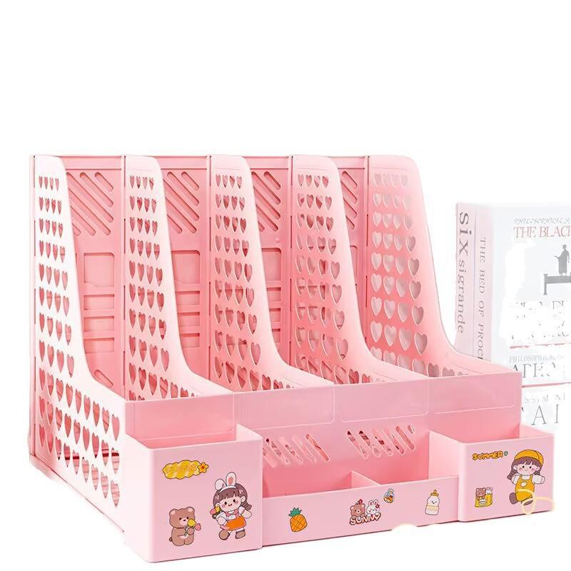 Multi-Layer A4 Document Holder Rack Pp Material Desk Organizer With Storage Box And Bookshelf For Office Supplies File Rack