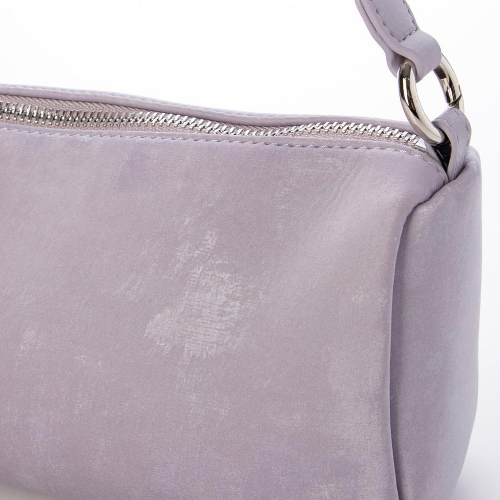 Silk satin-like synthetic leather tubular shoulder bag