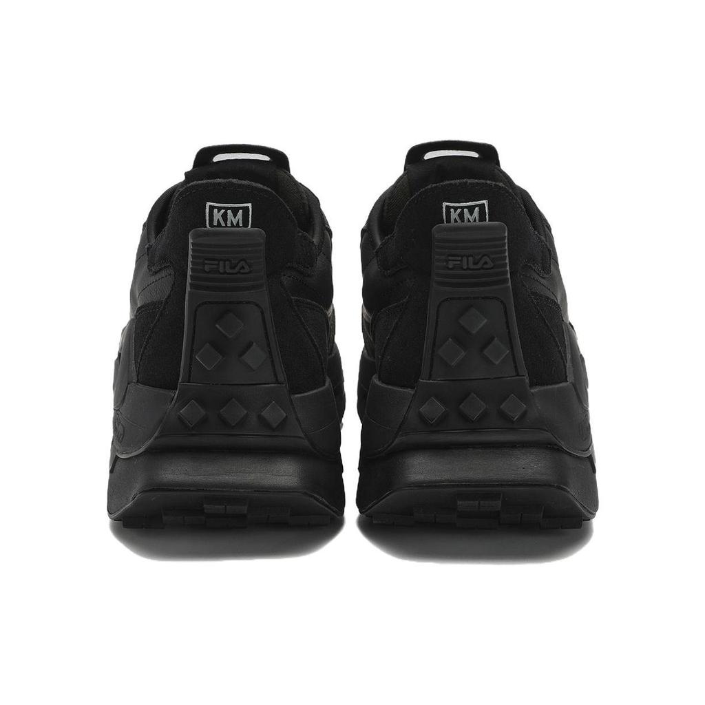 FILA KM Fashion Versatile Leather Shock Absorbing Durable Breathable Low Top Casual Running Shoes Men sneaker Black F12M413105FBK