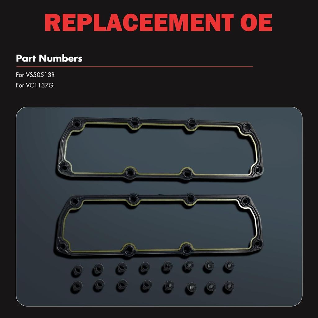 Engine Valve Cover Gasket Set Compatible with 2001-2004 for Chrysler Town & Country 3.3L/3.8L;2001-2003 for Chrysler Voyager 3.3L;2001-2004 for Dodge