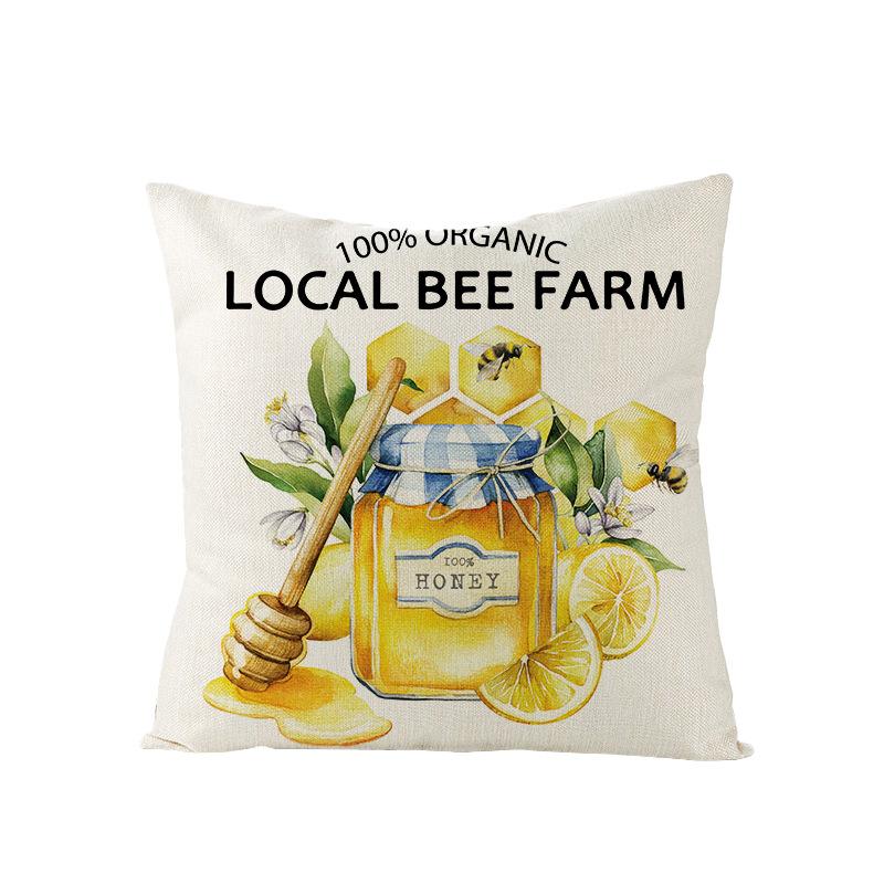 Pillow Cover Set for Spring Polyester Printed Bee Pillow Cover Living Room Sofa Pillow Cushion