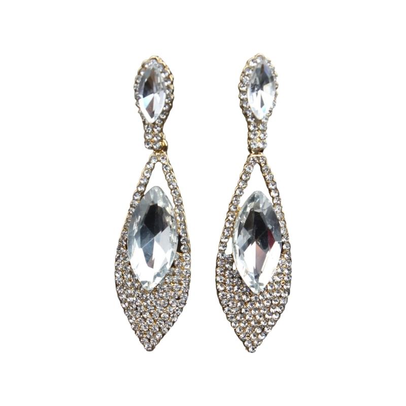 Imitation Diamonds Dangle Earrings for Women Ear Pendants with Rhinestones Teardrop Handmade Cubic Zirconia Earwear