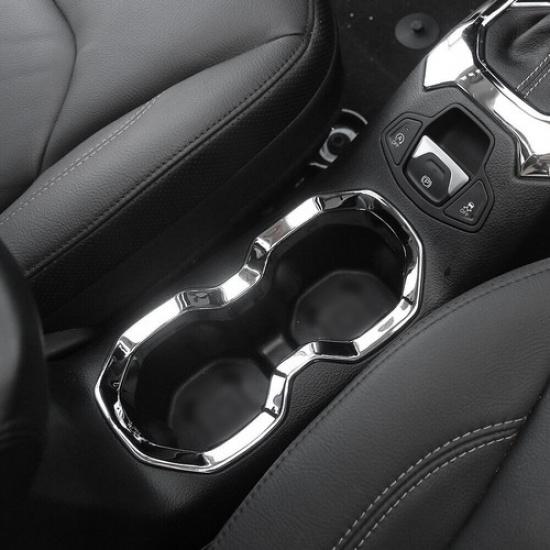 Chrome Inner Front Water Cup Holder Cover Trim Ring Frame For Jeep Renegade 16+