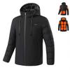Jaqueta Acolchoada de Algodão Aquecida de Quatro Zonas - Moda Casual de Inverno, Espessada, Cor Sólida, Aquecimento com Controle Único.