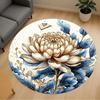 1pc Flower Leaf Round Chair Mat Area Rug - Non-Slip, Floor Mat for Office, Bedroom, and Indoor Decor  -100906