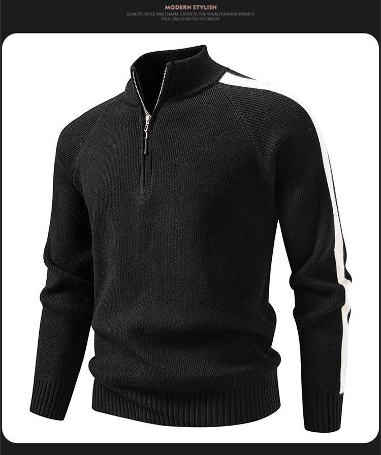 2025 Winter Men's Korean Style Half-Zip Stand Collar Knit Pullover, Plus Size Casual Base Layer