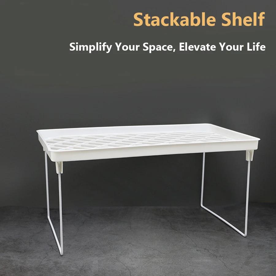 Foldable Storage Organizer Shelf, Multi-Purpose Bathroom & Kitchen Organizer, Space Saving Storage Rack for Cabinets, Countertop