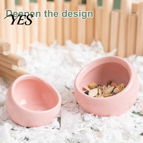 Durable Hamster Dish Ceramic Food Bowl, Small Animals Feeding Drinking Non-tip Pet Bowl for Dwarf Gerbil Rat Mice Guinea Pig Golden