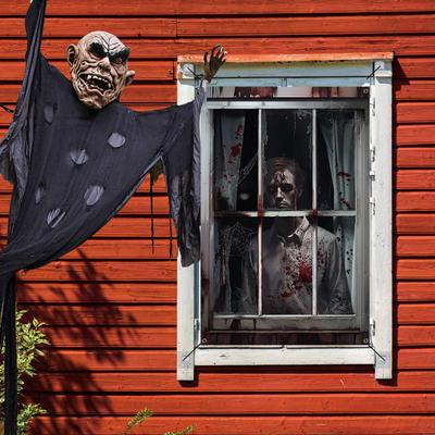 Halloween Straszna Osłona Okna Horror Kobieta Duch Okno Zasłona Wewnątrz Na Zewnątrz Impreza Nawiedzony Dom Okno Drzwi Dekoracja Plakat