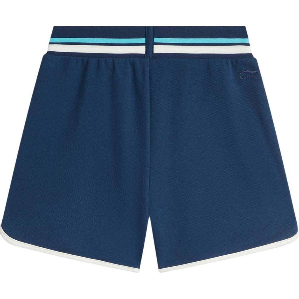 Li Ning Sports Lifestyle Series Lace-Up Striped Mid-Waist Casual Shorts Women shorts Deep-Navy AKSU488-2