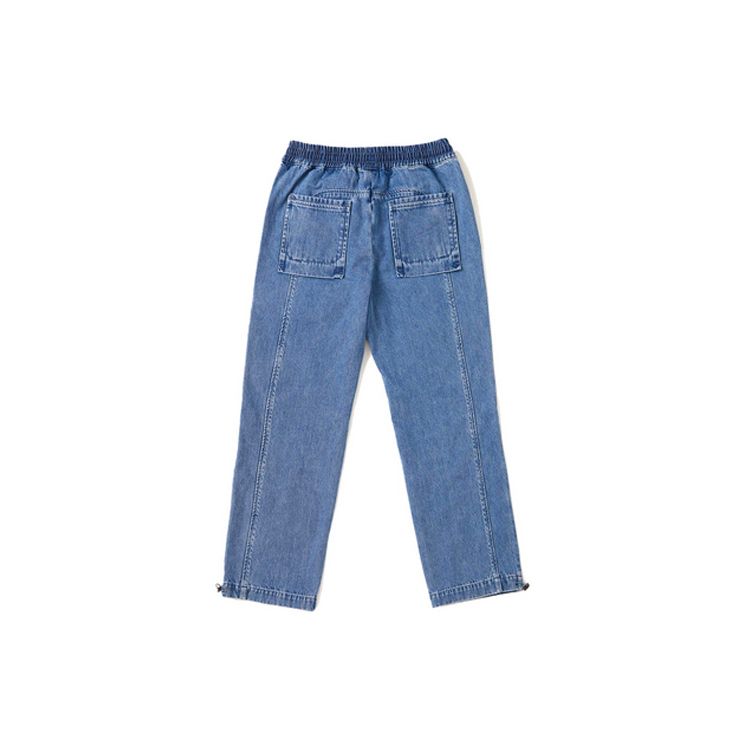 Li Ning Sports Fashion Series Cuffed Washable Long Jeans Men jeans Denim-Blue AJER001-1