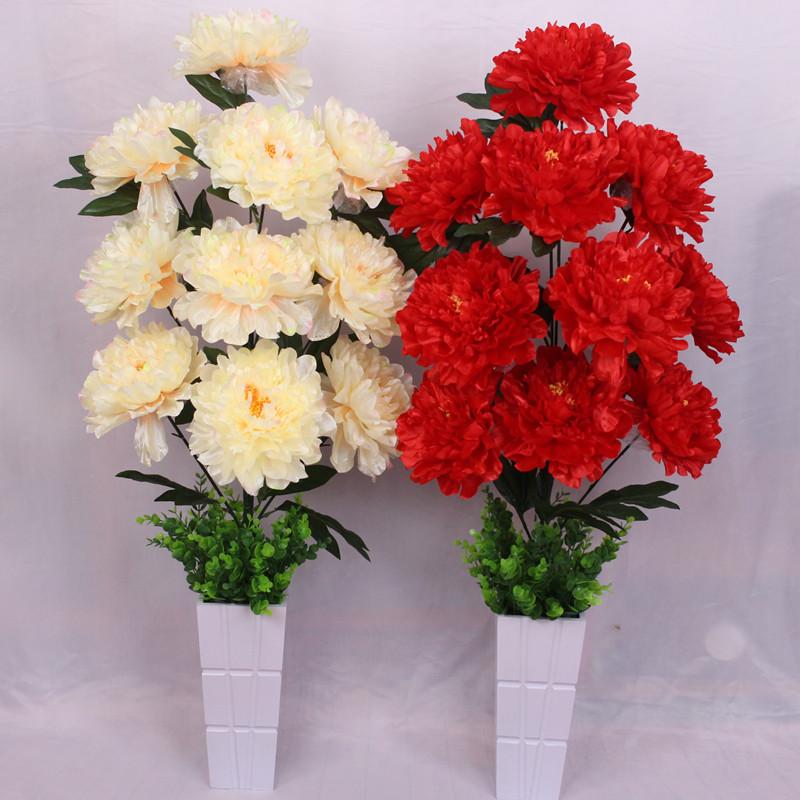 Simulation Peony Flower 10 Heads Rich and Core-spun Peony Simulation Flower Wedding Home Studio Decoration Artificial Fake Flower