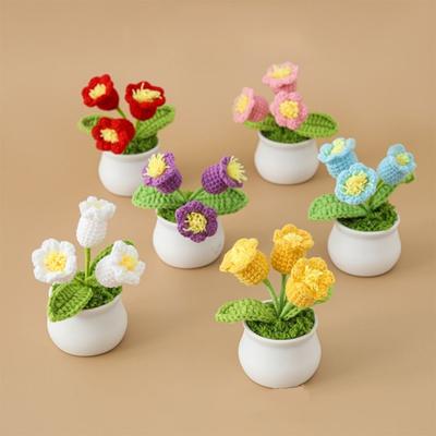 1 pezzo di fiori di tulipano fiori all'uncinetto decorazioni per matrimoni kit materiale all'uncinetto fiore artificiale lavorato a maglia