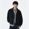 FengXun Men's Stand Collar Jacquard Corduroy Jacket
