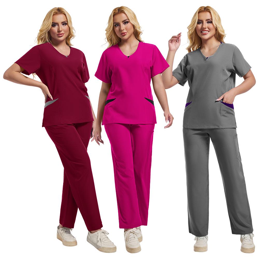 Nurse Uniform Scrub Suit for Operating Room: Breathable, Sweat-Absorbent Two-Piece Medical Workwear Set.