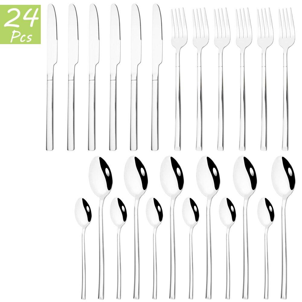 

24 шт./компл. набор столовой посуды из зеленого золота, столовые приборы из нержавеющей стали, ножи, вилки, кофейная ложка, посуда, домашние столовые приборы, кухонное серебро серебряный