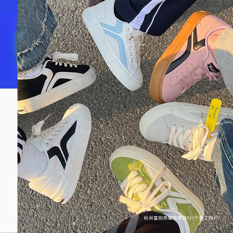 Pipin Pai Shoes Board Shoes Women's Autumn and Winter Original Niche Versatile Bread Shoes Dopamine Canvas Casual White Shoes