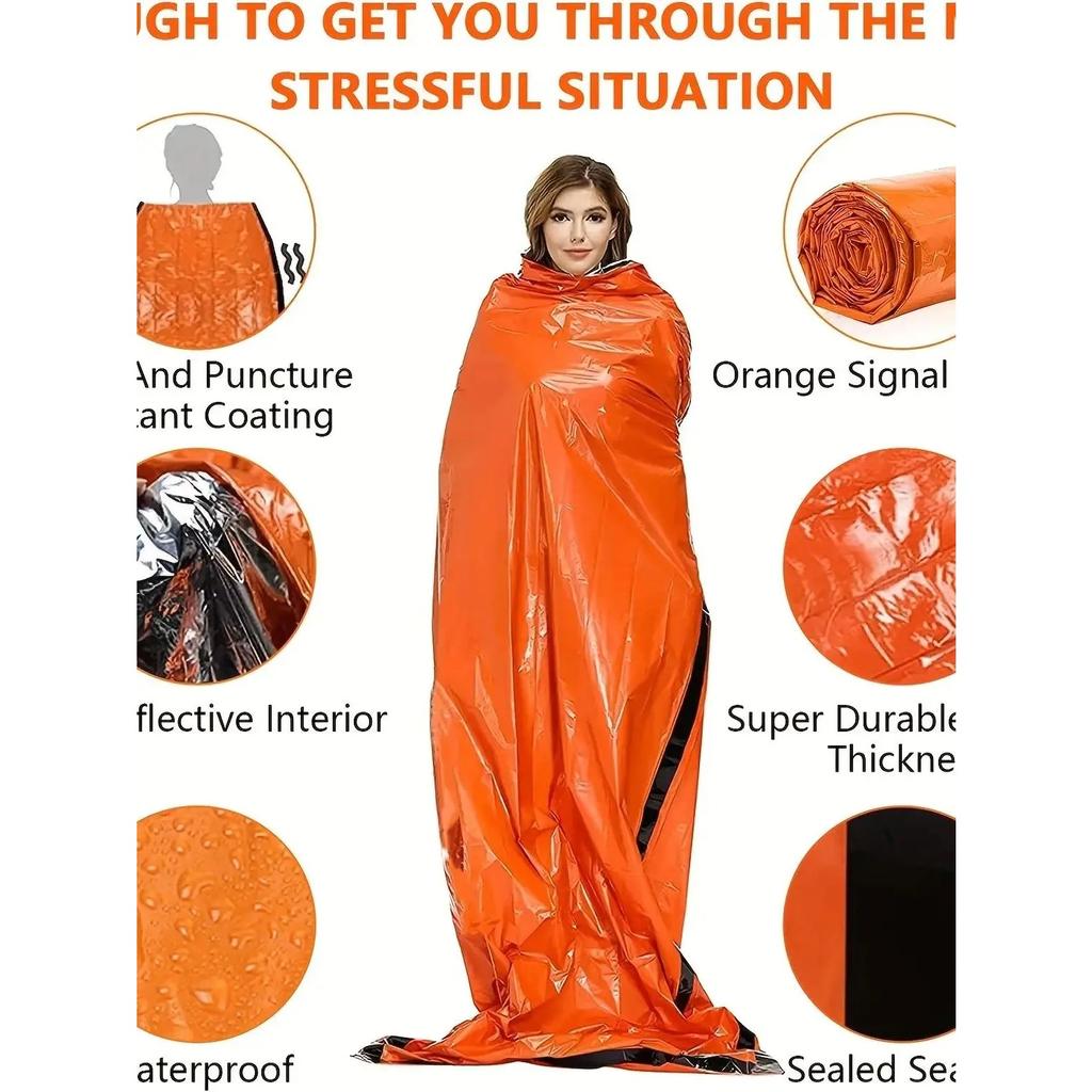 Outdoor Emergency Survival Sleeping Bag Thermal Blanket Mylar Waterproof Reusable Sack Portable Camping Hiking Emergency Gear
