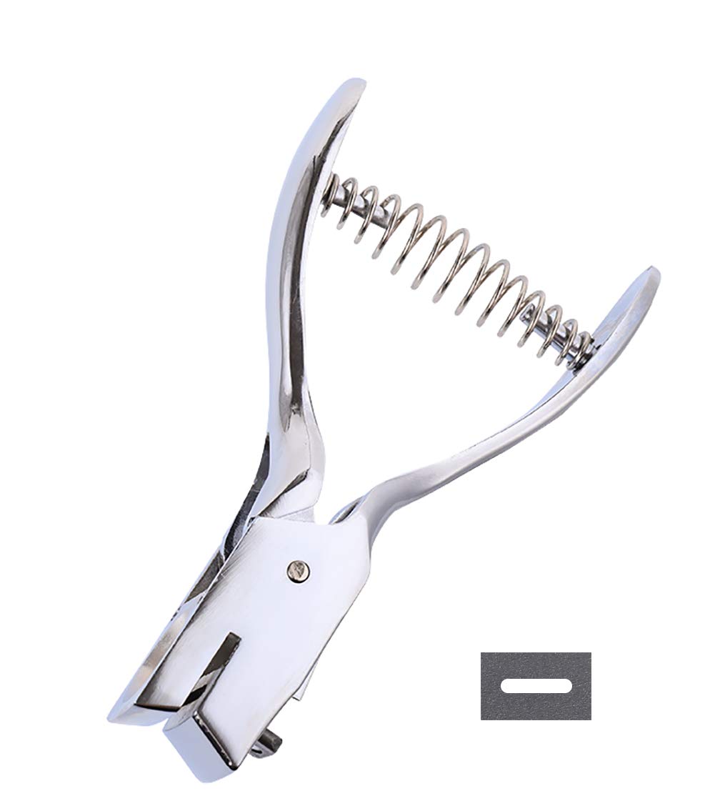 

Kucaa Metal Silver Handheld Slot Hole Punch Pliers for PVC Cards, Badges, and Photo ID Cards, 15x3mm