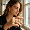 Portable Stress Relief Tool Finger Band Adjustable Anti-Anxiety Fidget Ring Stainless Steel Everyday Wear Reducer Cubic Zirconia Inlaid Rotating