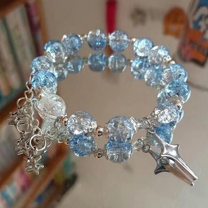 

Милый браслет со звездами, бусины, эластичный браслет с подвесками для женщин, подруга, ювелирные изделия, аксессуары, подарки