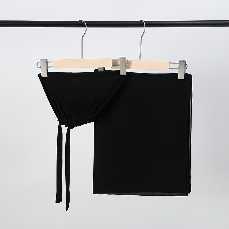 Solid Chiffon Hijab With Matching Undercap Set Women Plain Shawl Jersey Inner Modal Caps Muslim Headband Two-Piece Scarf Set