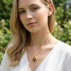 Gold Tone Oval Natural Stone Pendant Necklace, Vintage Cabochon Gemstone Chain for Women Gift