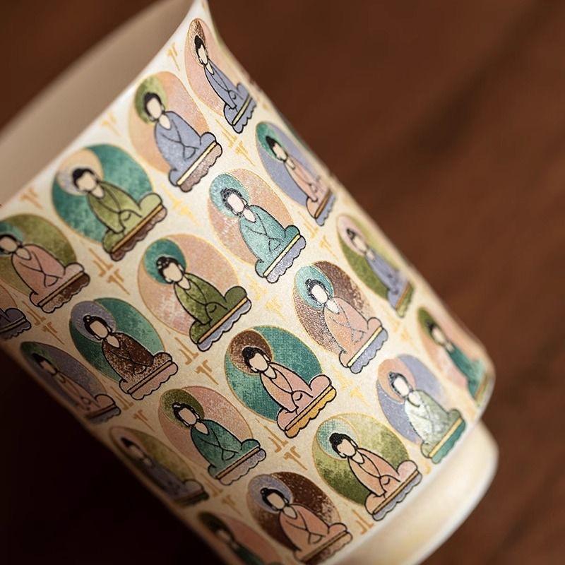 Ceramic San Cai Covered Bowl Hand-painted Thousand Buddha Tea Cup Kung Fu Tea Set Brewing Bowl Tea Cups
