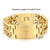 Punk Christian Bible Cross Charm Bracelet Male Gold Color Stainless Steel Cuban Link Chain Bracelets for Men Religious Jewelry